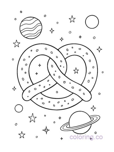 Pretzel in Space Coloring Page for Kids
