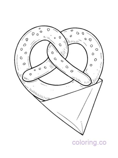 Cute Pretzel in Paper Sleeve Coloring Page