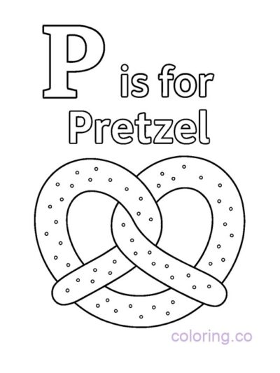 Pretzel ABC Coloring Page for Preschool Kids