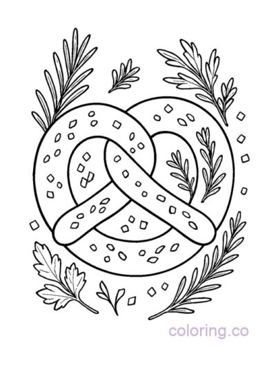 Intricate Pretzel with Herbs Coloring Page for Adults