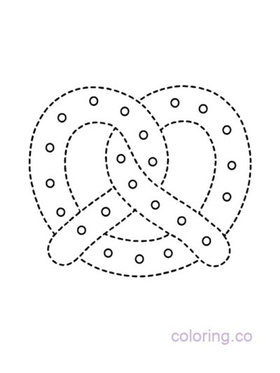 Pretzel Coloring Page with Traceable Lines for Preschool