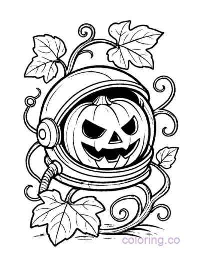 Fun Pumpkin Astronaut Coloring Page