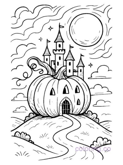 Pumpkin Castle Coloring Page