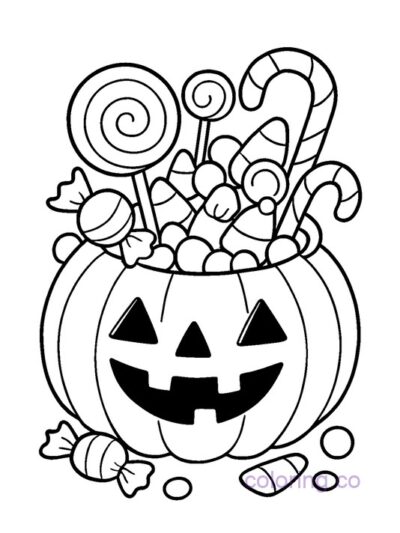 Halloween Pumpkin Full of Treats Coloring Page
