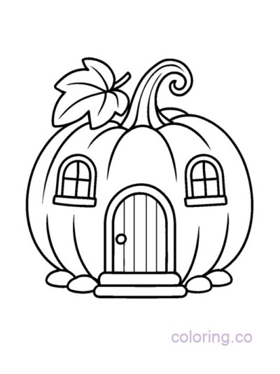 Adorable Pumpkin House Coloring Page