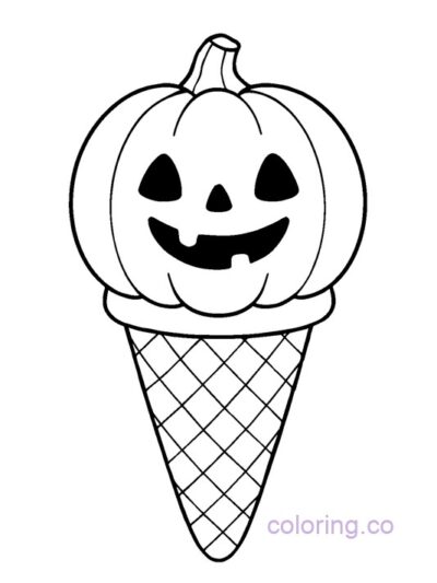 Pumpkin Ice Cream Cone Coloring Page