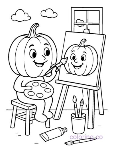 Pumpkin Painting Fun Coloring Page