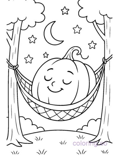 Pumpkin in a Hammock Coloring Page