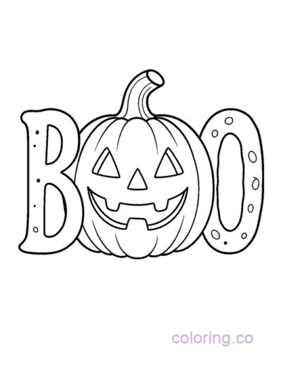 Halloween Pumpkin Coloring Page with BOO