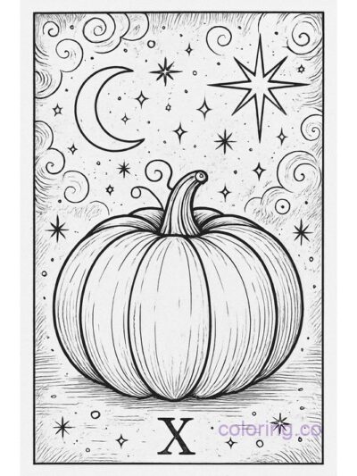 Pumpkin Tarot Card Coloring Page