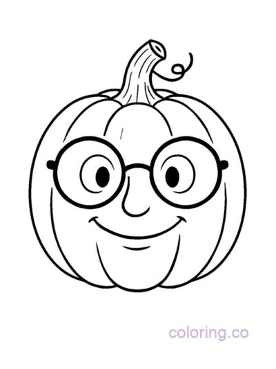 Pumpkin with Glasses Coloring Page