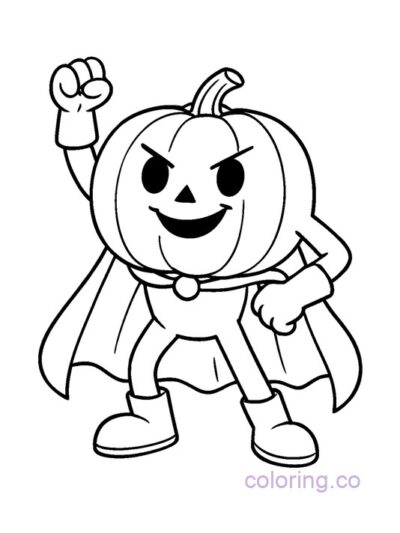 Fun Pumpkin Superhero Coloring Page