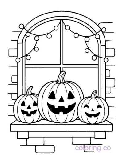 Cute Pumpkin Window Display Coloring Page
