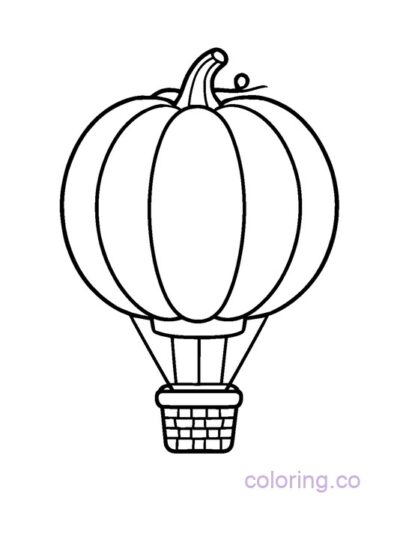 Pumpkin Hot Air Balloon Coloring Page