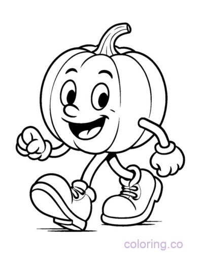 Adorable Pumpkin with Big Shoes Coloring Page