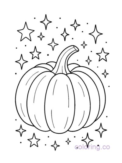 Magical Pumpkin with Sparkles Coloring Page
