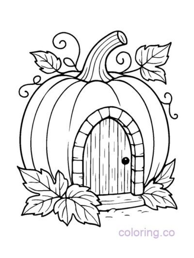 Pumpkin Fairy Door Coloring Page