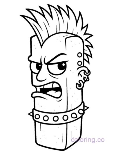 Edgy Punk Rock French Fry Coloring Page for Teens