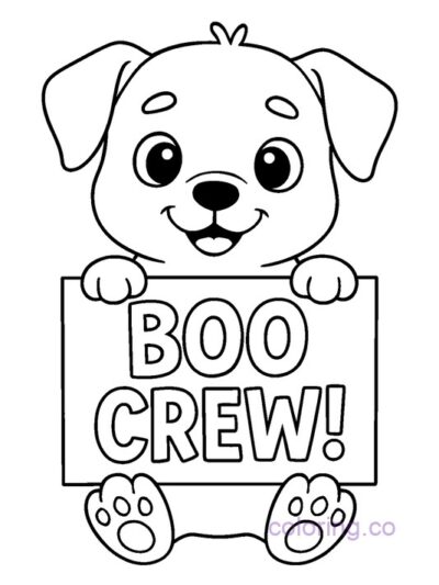 Cute Puppy Boo Crew Coloring Page