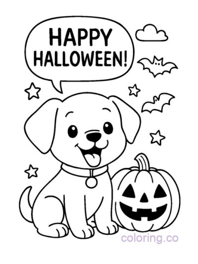 Cute Puppy Halloween Coloring Page