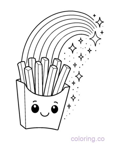 Cute Rainbow Fry Box Coloring Page for Kids