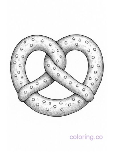 Realistic Pretzel Coloring Page for Preschool Kids