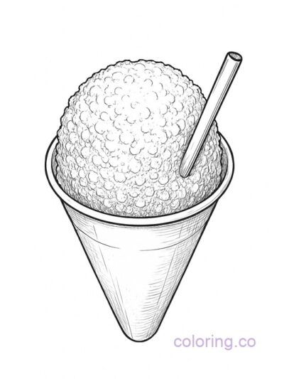 Realistic Snow Cone Coloring Page for Teens and Adults