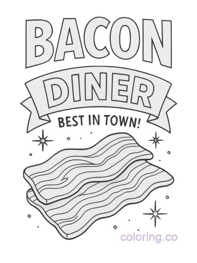 Retro Bacon Diner Coloring Page for Teens