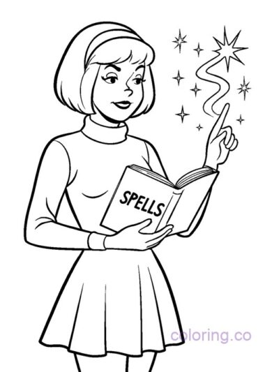 Sabrina Spellman Casting Spell Coloring Page