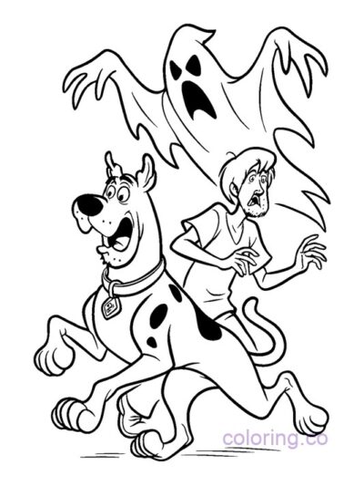Scooby-Doo and Shaggy Ghost Chase Coloring Page