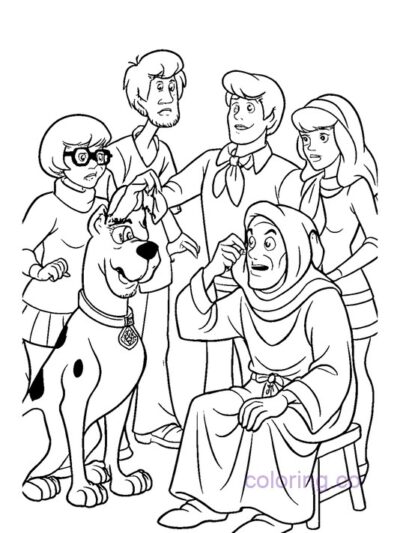 Scooby-Doo Gang Unmasking Villain Coloring Page