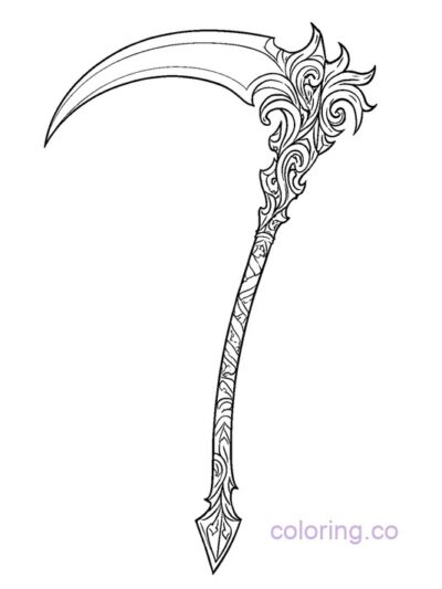 Elegant Filigree Scythe Coloring Page