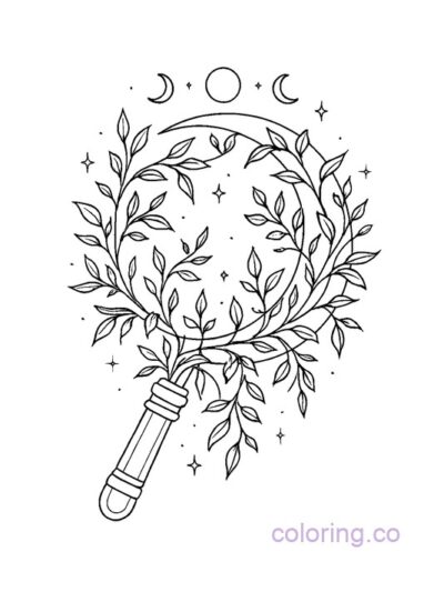 Enchanting Sickle with Vines and Moons Coloring Page