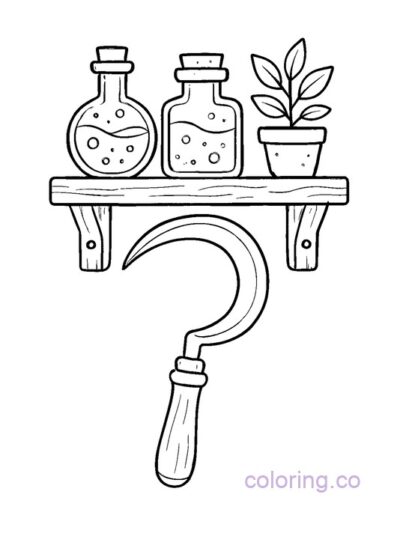 Magical Potion Shelf Coloring Page