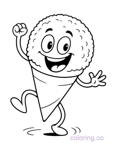 Silly Dancing Snow Cone Coloring Page for Kids