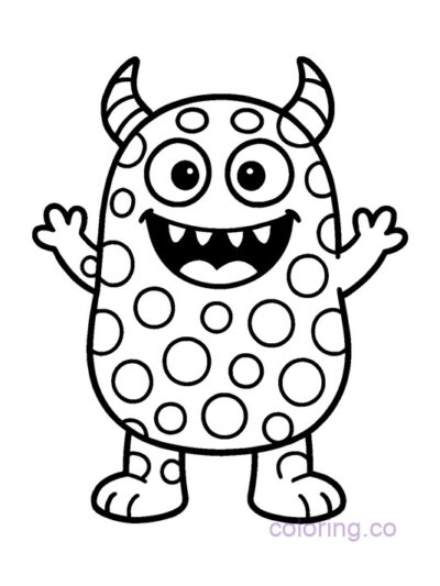 Silly Monster Polka Dots Coloring Page