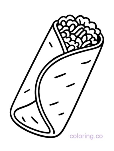 Simple Burrito Coloring Page for Preschoolers