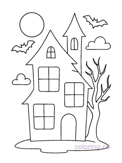 Simple Preschool Haunted House Coloring Page