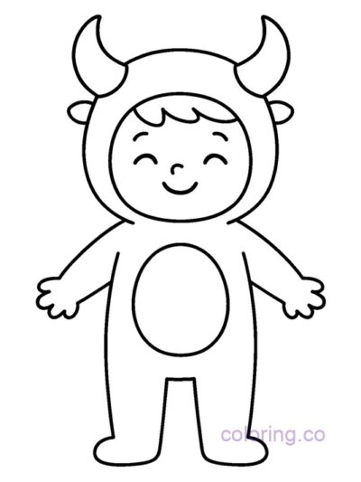 Cute Monster Costume Coloring Page for Preschool