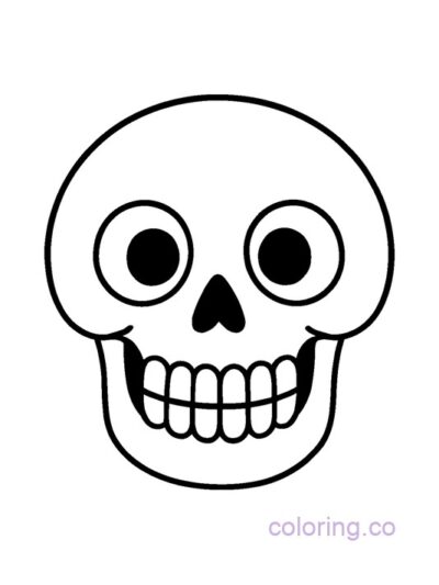 Cute Smiling Skull Coloring Page