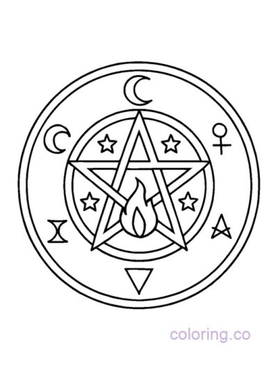 Magical Spell Circle Coloring Page