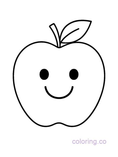 Smiling Apple Coloring Page for Preschool Fun