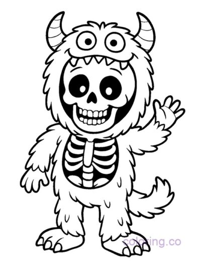 Friendly Monster Skeleton Coloring Page