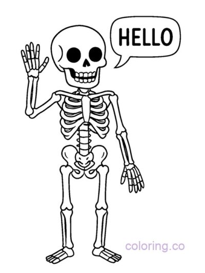 Friendly Skeleton Coloring Page