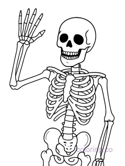Fun Skeleton Wave Coloring Page