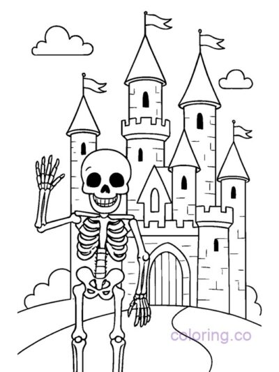 Skeleton Castle Adventure Coloring Page