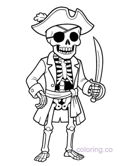 Fun Skeleton Pirate Coloring Page