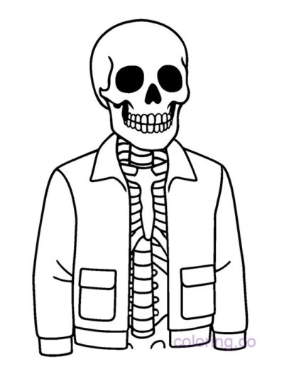 Skeleton in Jacket Coloring Page