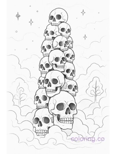 Enchanted Skull Tower Coloring Page