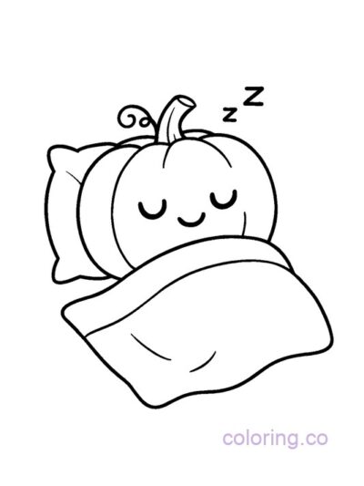Cute Sleeping Pumpkin Coloring Page